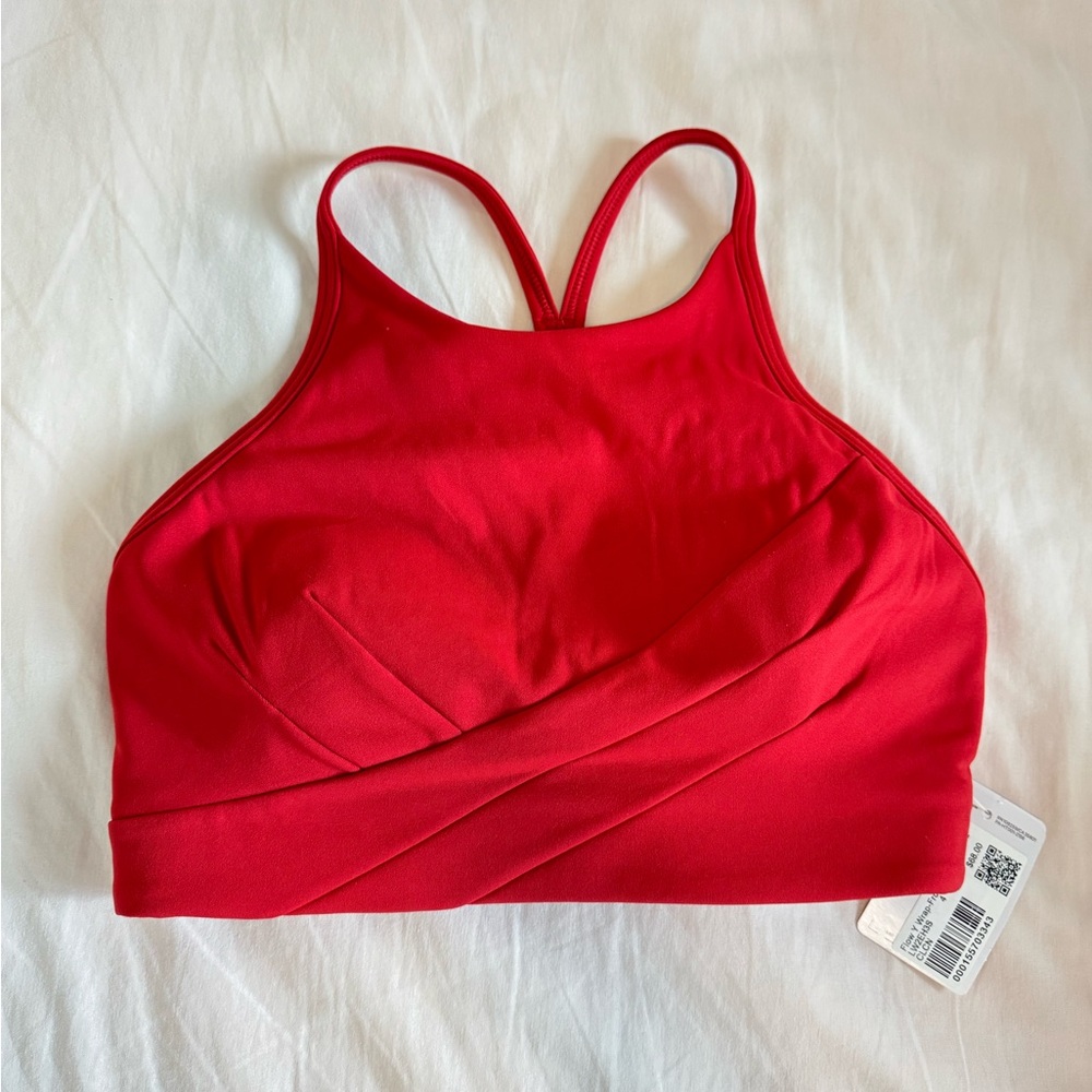 NWT Lululemon High Neck Front Wrap Red Sports Bra